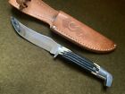 Antique Queen Cutlery Qsteel   77 Fixed Blade Hunting Knife   Sheath