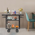 Industrial 3-tier Rolling Bar Cart Serving Trolley 92    40    77 5 Cm Black