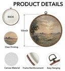 Vintage Framed Wall Art  Sunset Landscape Round Canvas Wall Art Muted Farmhou   