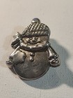 Snowman Brooch Pin Silver Tone Also Pendant Best 