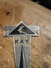 Vintage Set 1960 s Kay Guitar Metal Headstock Plate  Logo Badge Kelvinator