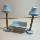 Kidkraft Majestic Mansion Dollhouse Wood Furniture Pale Blue Table   2 Lamps