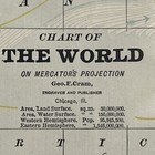Large Antique 1886 Map Of The World 21   x13 5   