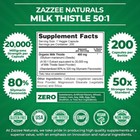 Zazzee Organic Milk Thistle Extract 20 000 Mg Strength  200 Vegan Capsules