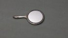 Vintage Hand Held Mirror Round Vanity Silver Plate Heavy Floral Scroll Ornate 9 
