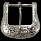 Western Floral Engraved Silver Tone Belt Buckle Filigree Pin Buckle Usa Made