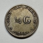 1944 Netherlands 1 4 Gulden - Silver - Coin  d-035