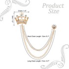 Crown Hanging Chain Brooch Pins Rhinestone Suit Pins Gold Tone White
