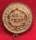 1847 Braided Hair Us Large Cent Copper Coin W  Loop For Jewelry - Gold Plated