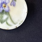 Victorian Antique Edwardian Hand Painted Purple Flowers Floral Design Brooch Pin
