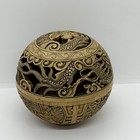 Vintage Carved Resin Chinese Dragon Phoenix Ball Incense Burner Box 4 
