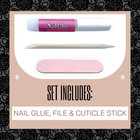Long Coffin  cat Eye Haute Pink  Full Cover 24 Nail Tips Press On Glue Set 