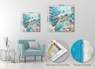 Sea Turtle Bathroom Wall Decor Ocean Theme Framed Canvas Wall Art Coastal Nautic