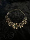 Vintage 1930s Art Deco Floral Czech Necklace Green Glass Cabochon 