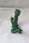 Vintage Ceramic Kneeling Pixie Elf Figurine 3 1 2  Tall Green