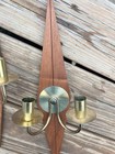 Vtg Mcm Danish Modern Wood Wall Candle Sconces Pair Atomic Mid Century