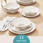 The Pioneer Woman Agatha 12-piece Stoneware Dinnerware Set  Brown