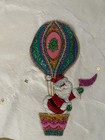 Vintage Rare Bucilla Felt sequin Santa In Balloon Christmas Tree Skirt Uncut