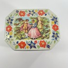 Octagon Floral Metal Trinket Box Hinged Lid Decorative Storage Tin Daher England