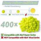400 Rounds Refill Balls Ammo For Nerf Hyper Blaster 14 Mm  Neon Yellow