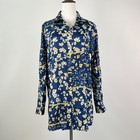 Nwot John Mark Garden Floral Long Sleeve Shirt Tunic Blouse Top Blue Size M