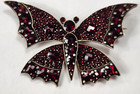 Antique Bohemian Garnet Butterfly Brooch   Pin Art Nouveau 1 3 4 