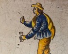 Antique 19th C  Portuguese French Spanish Faience Pottery Delft Tile Man   Wine