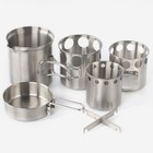 Outdoor 304 Stainless Steel Camping Cookware Mess Set Wood Stove Pot Hiking Tool