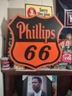 Large Vintage Phillips 66 Gasoline Porcelain Metal Gas Oil Auto Parts Sign