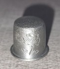 Vintage Pewter Etched Rose Sewing Thimble