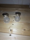Crystal D arques Vintage Glass Salt   Pepper Shakers Set  Metal Lids  3 In  2pc