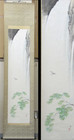 Hanging Scroll Japanese Painting Japan Cascade Bird Old Art Ink Antique 604r