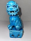 Vintage Chinese Turquoise Porcelain Foo Dog 6  Statue China Stamp Blue Glaze