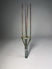 Fish  Frog    Eel Vintage Gig Spear 4 Barbed Prongs 13   Original Green Paint