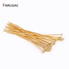50pcs  Bulk Lot 18k Gold Plated Brass Ball Pins eye Pins flat Head Pins Jewelry