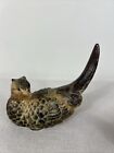 Vintage Ceramic Pheasant Figurines Brown Glazed Birds Quail Japan Set Of 2