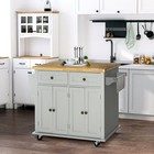 Rolling Kitchen Microwave Island With Flexible Storage Shelf Unit And Drawers