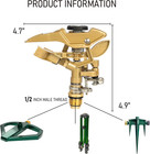 1 2  Zinc Impact Sprinkler Heads  2-pack Adjustable Lawn Irrigation