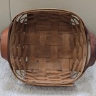 Vintage Woven Wood Basket With Leather Handles Rustic Farmhouse Decor Square