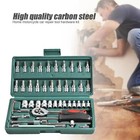 46 Pcs Socket Wrench Set 1 4  Drive Ratchet Metric Kit Garage Car Repair Tool Us