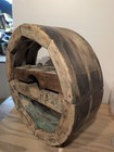 Antique Wood Pulley Block Wheel W  Metal Hardware Bolts And Hooks