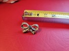 Silver Tone   Rhinestone Freemason Masonic Bow Pin Pendant New Old Stock