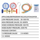 Ac Manifold Gauge Set For R134a R12 R410a R22 R32 R404a Refrigeration Charge Usa