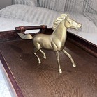 Solid Brass Horse Statue Galloping Stallion Figurine Mcm Decor Vintage 11   x8   