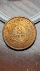 1864 Large Motto Two Cent Piece Choice Unc Uncirculated Light Cleaning      W437
