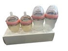 New Comotomo Pink Baby Bottle Bundle Bottles   Replacement Silicone Nipples