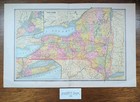 Vintage 1886 New York Map 21 x13  Old Antique Original Batavia Rochester Albany