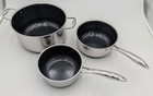 Hexclad Hybrid Nonstick 6 Piece Pot Set     8  3   2 Qt Pots W  Lids - Brand New 