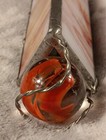 Handmade Slag Glass Kaleidoscope Stained Glass Pewter Vintage 