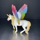 Schleich Winged Rainbow Unicorn Figurine Gold Mane Tail Collector Piece 5 5   